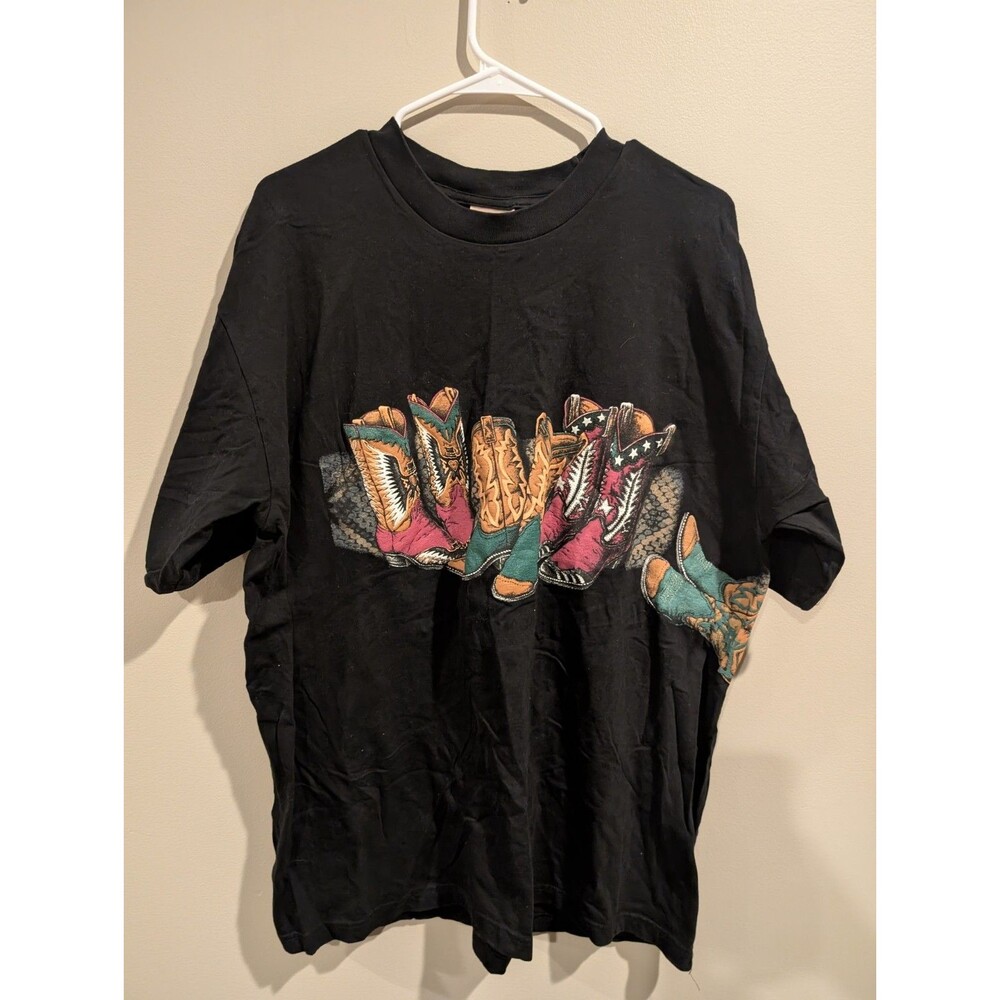 XL Vintage Hazelwoods Dirt Broke Cowboy Boots Wrap Around Cotton Vtg Usa Shirt